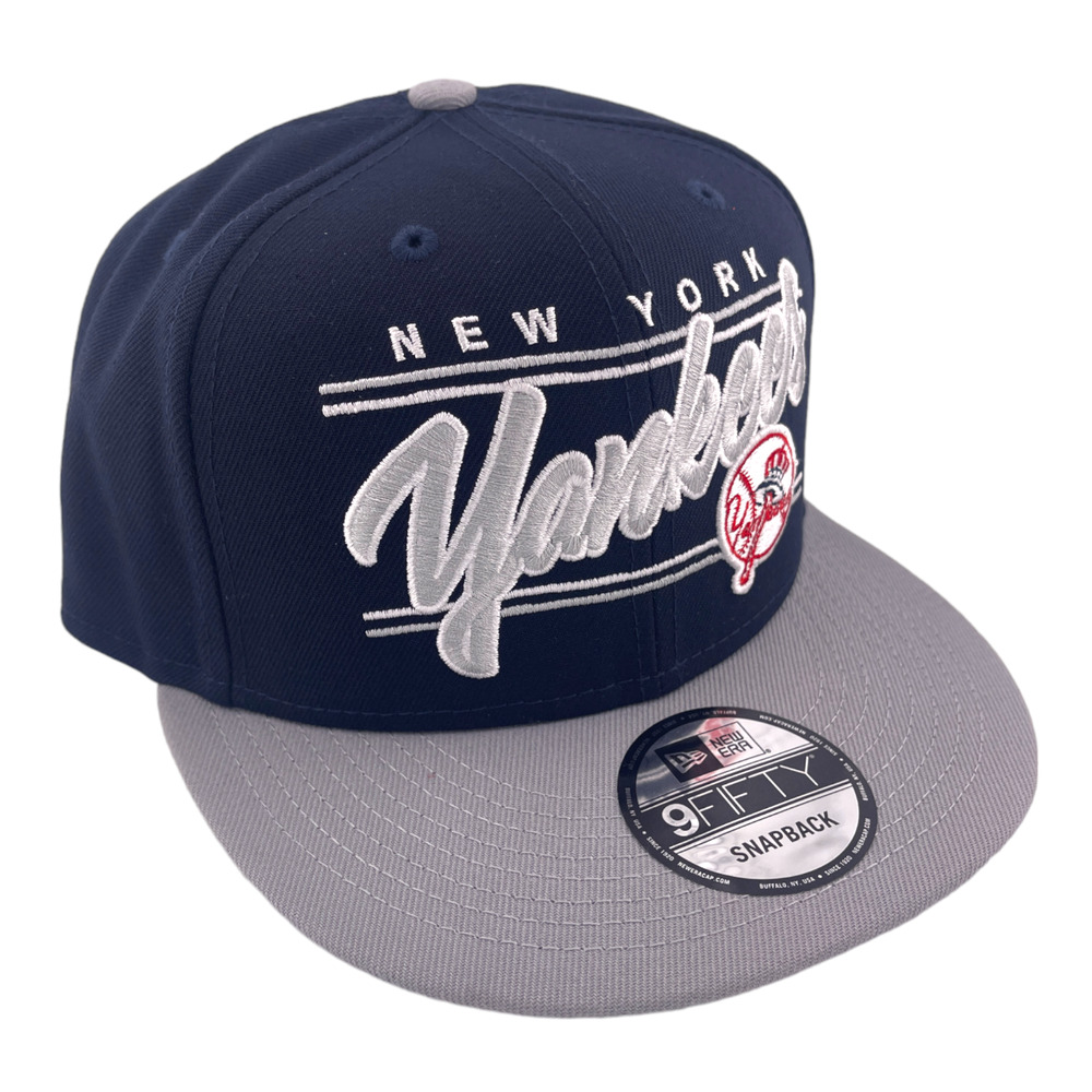 New Era New York Yankees Team Script Logo‎ Navy Blue/Grey UV 9FIFTY Snapback Hat